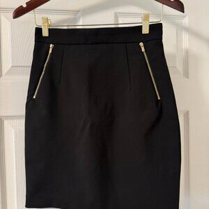 H&M Black Business Casual Skirt with Gold Zippers - Size 6